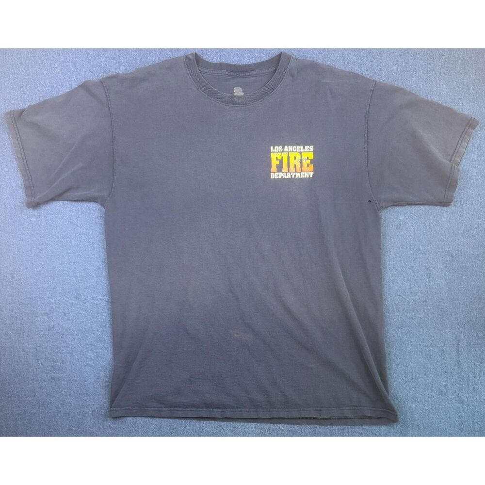 LAFD Los Angeles Fire Department Skyline Graphic T-Shirt Navy Blue L